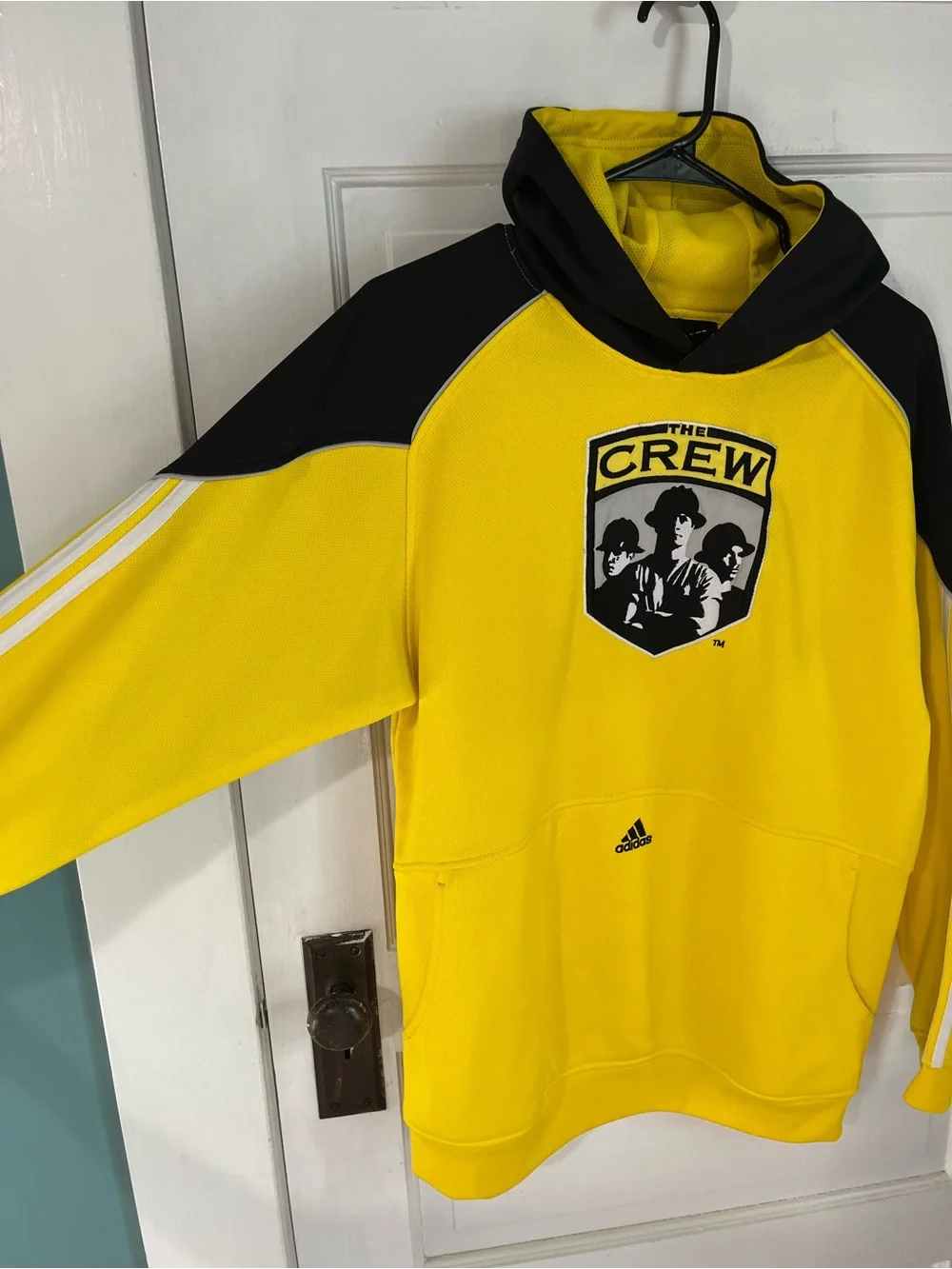 Adidas The Columbus Crew Yellow & Black Hooded Pullover Sweater